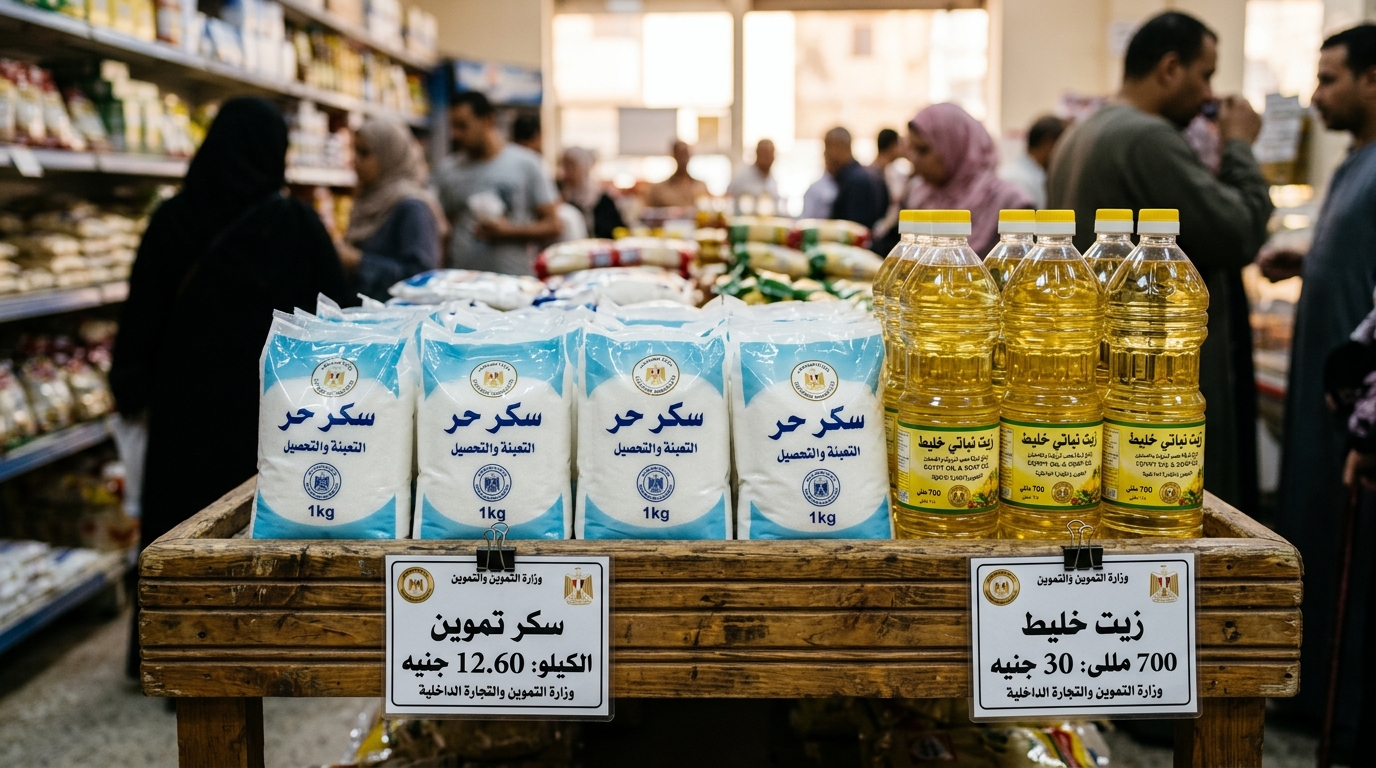 توثيق طرح السكر والزيت بالأسعار المخفضة بمجمعات التموين